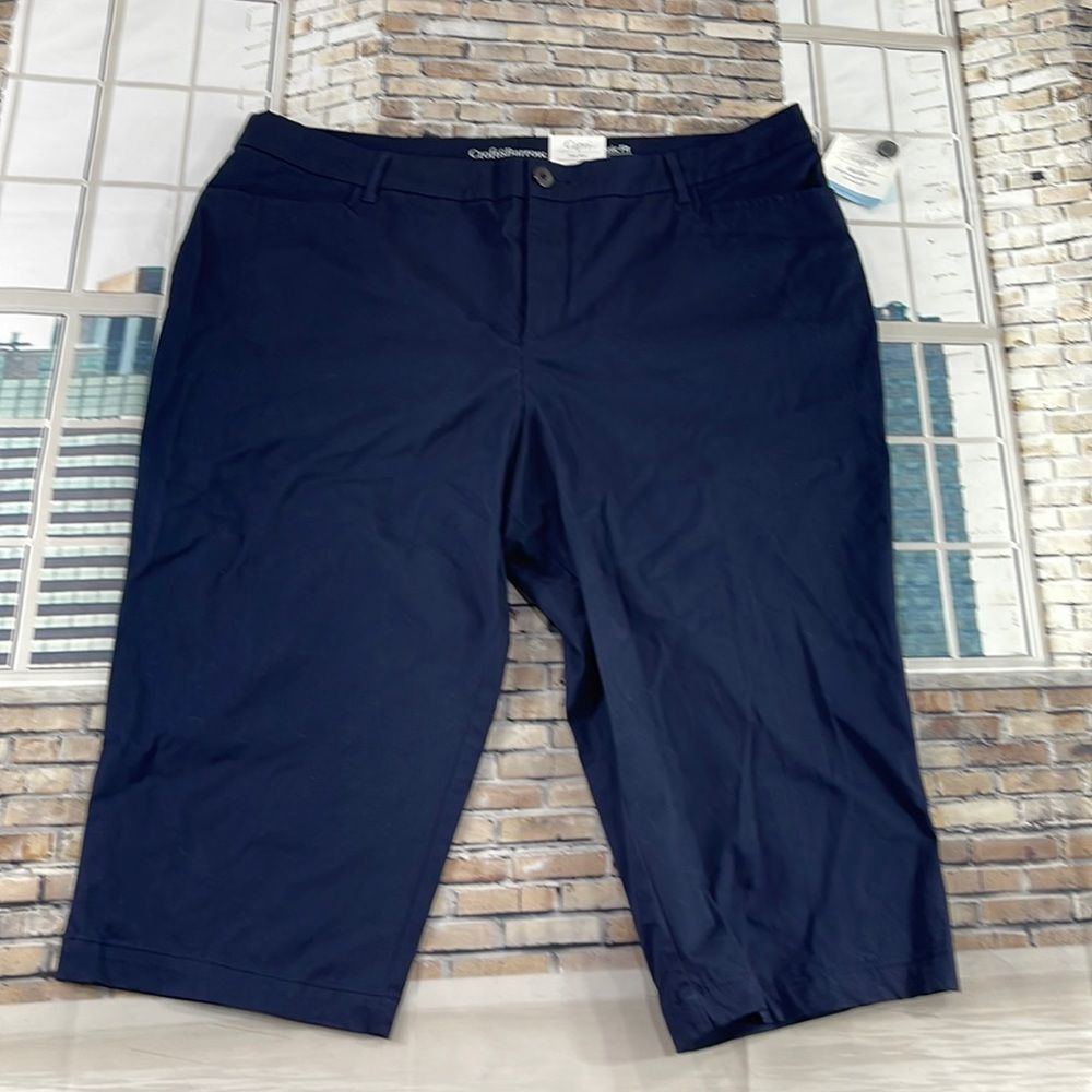 NWT Women’s Croft & Barrow Blue Mid Rise Slimming Capri Pants (20W) GC06